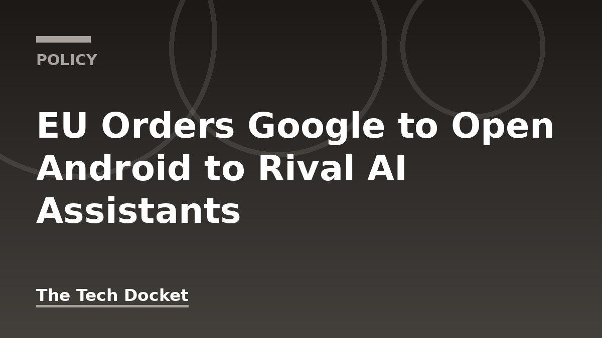 Conceptual illustration of an Android phone with several open doors, each leading to a different AI assistant, under an EU flag